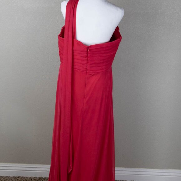 👗 Alex Evenings One-Shoulder Gown 💕 Coral Red – Size 14 - Picture 11 of 13
